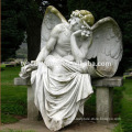 Garden decorative stone sleeping young angel statues sitting ornament